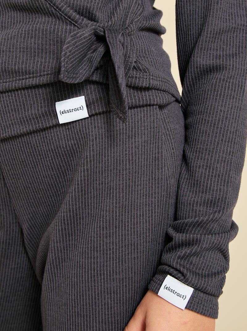 T-shirt de yoga cache-cœur à manches longues (ekstract) Noir - Kiabi
