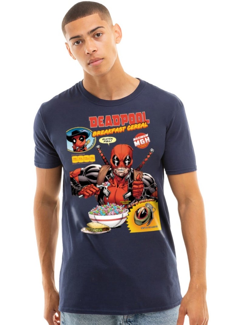 T-shirt deadpool cereal - marvel (deadpool) Bleu marine - Kiabi
