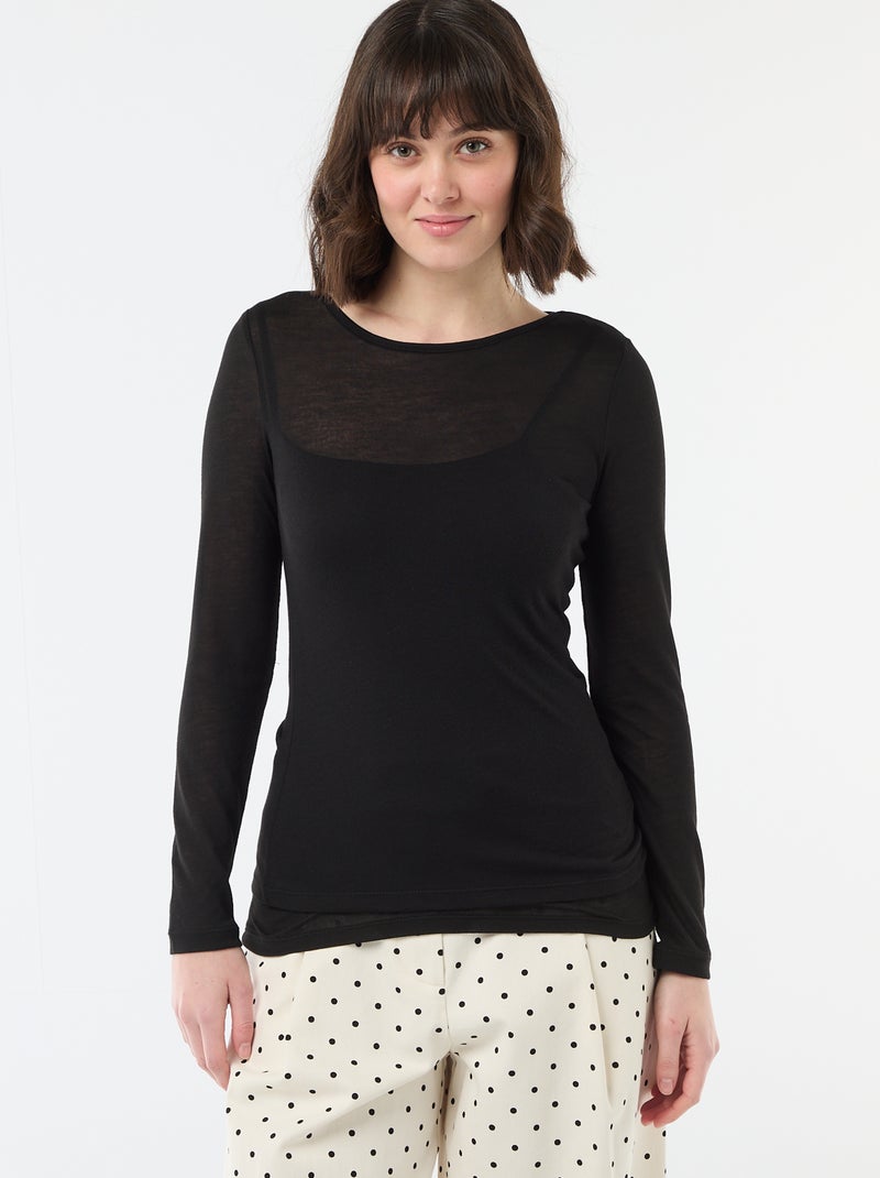 T-shirt débardeur 2-en-1 Noir - Kiabi