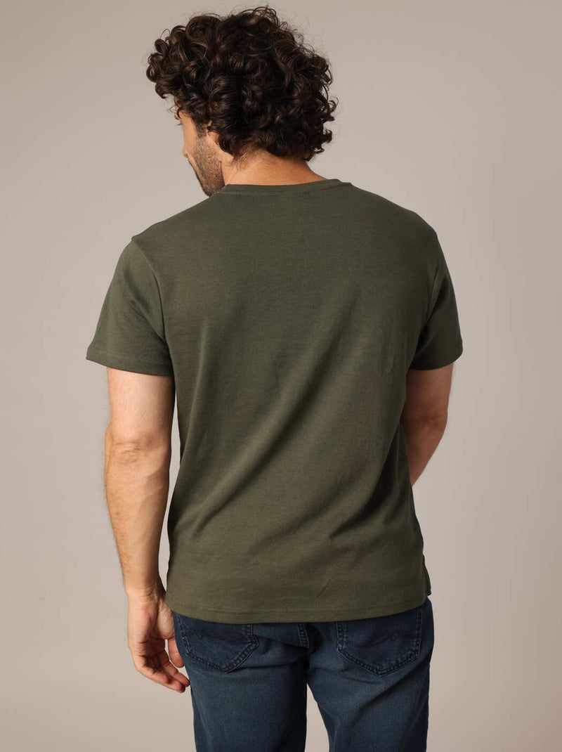 T-shirt décontracté avec poche poitrine contrastée 'Deeluxe' Vert foncé - Kiabi