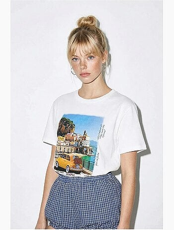 T-shirt décontracté imprimé à col rond lucci