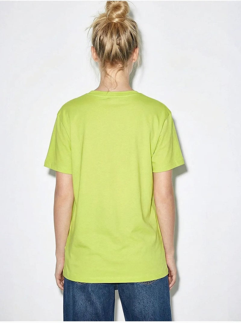 T-shirt décontracté imprimé à col rond lucci Vert tilleul - Kiabi