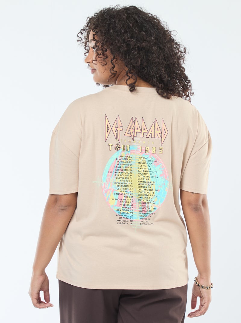 T-shirt 'Def Leppard' imprimé recto-verso à manches courtes Beige - Kiabi