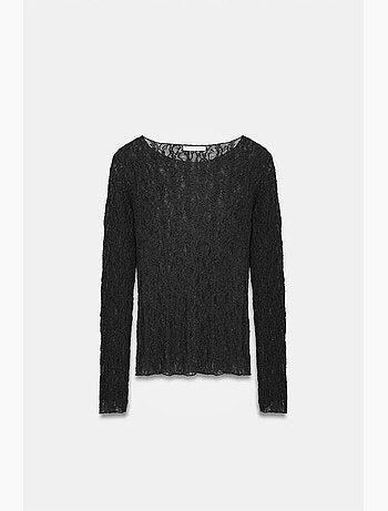 T-shirt dentelle col bateau manches longues dilvin
