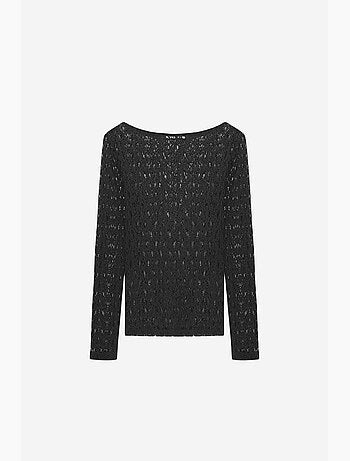 T-shirt dentelle col bateau manches longues dilvin