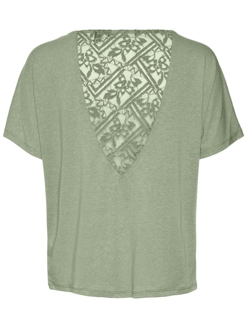 T-shirt Dentelle Femme Vero Moda Vert - Kiabi