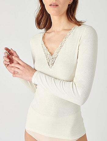 T-shirt dentelle manches longues Thermolactyl Sensitive - Damart