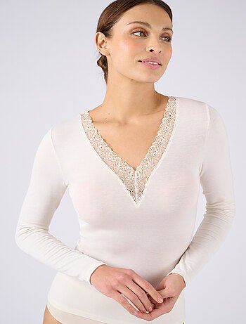 T-shirt dentelle manches longues Thermolactyl Sensitive - Damart