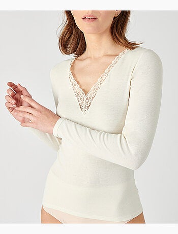 T-shirt dentelle manches longues Thermolactyl Sensitive - Damart