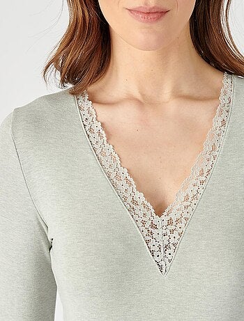 T-shirt dentelle manches longues Thermolactyl Sensitive - Damart