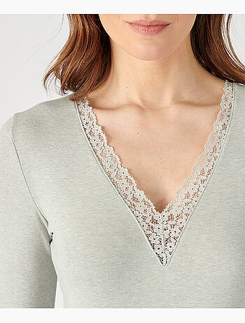 T-shirt dentelle manches longues Thermolactyl Sensitive thermique - Damart