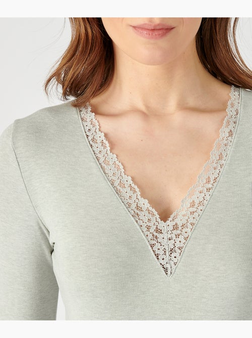 T-shirt dentelle manches longues Thermolactyl Sensitive - Damart - Kiabi