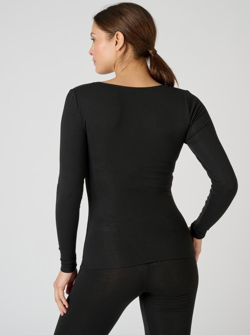 T-shirt dentelle manches longues Thermolactyl Sensitive - Damart Noir - Kiabi