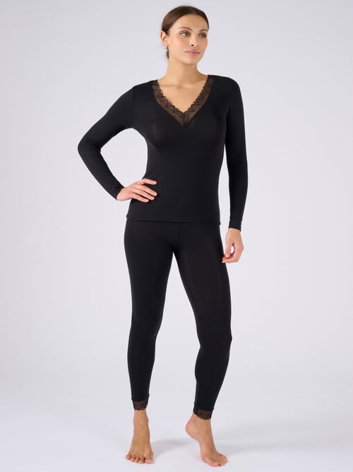 T-shirt dentelle manches longues Thermolactyl Sensitive - Damart - Kiabi