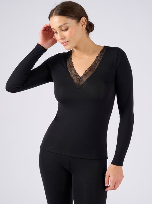 T-shirt dentelle manches longues Thermolactyl Sensitive - Damart - Kiabi