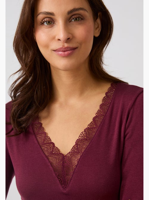 T-shirt dentelle manches longues thermolactyl sensitive - damart - Kiabi T-shirt dentelle manches longues thermolactyl sensitive - damart - Kiabi