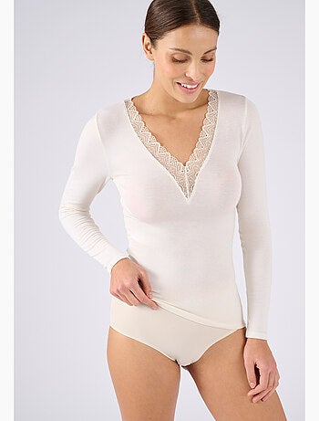 T-shirt dentelle manches longues Thermolactyl Sensitive thermique - Damart