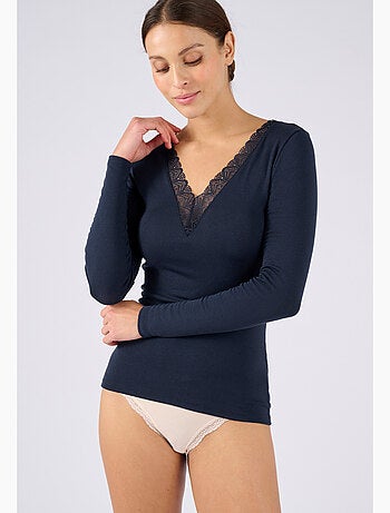 T-shirt dentelle manches longues Thermolactyl Sensitive thermique - Damart