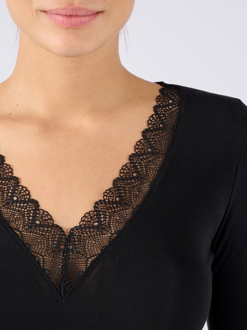 T-shirt dentelle manches longues Thermolactyl Sensitive thermique - Damart - Kiabi