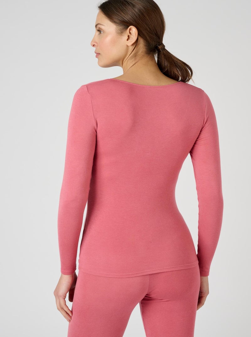 T-shirt dentelle manches longues Thermolactyl Sensitive thermique - Damart Rose - Kiabi