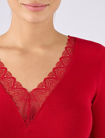 T-shirt dentelle manches longues Thermolactyl Sensitive thermique - Damart