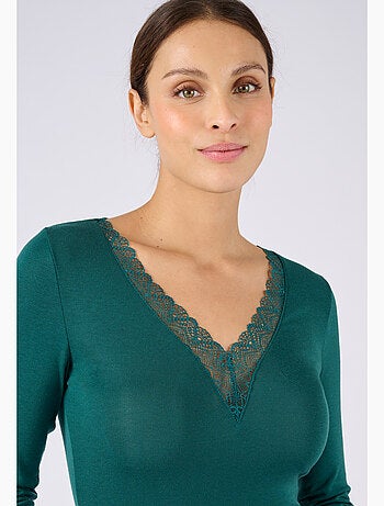 T-shirt dentelle manches longues Thermolactyl Sensitive thermique - Damart