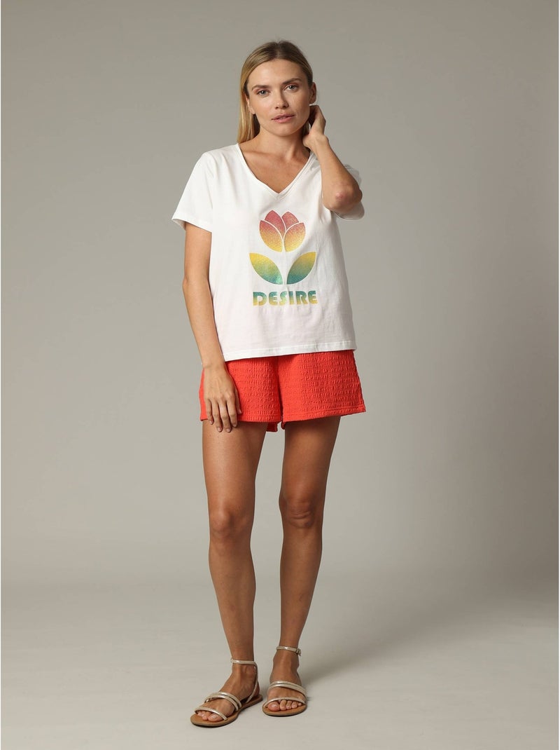 T-shirt desire 100% coton à la coupe classique avec imprimé 'deeluxe' Blanc cassé - Kiabi