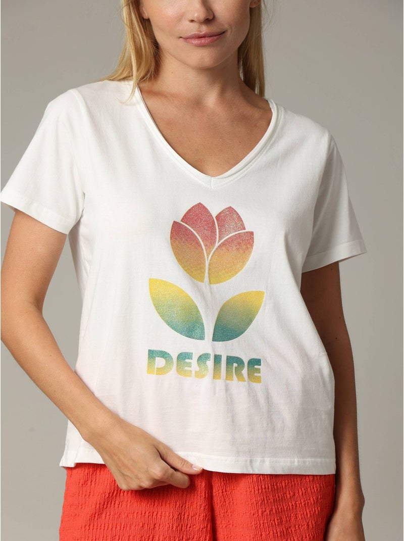 T-shirt DESIRE 100% coton à la coupe classique avec imprimé 'Deeluxe' Blanc - Kiabi