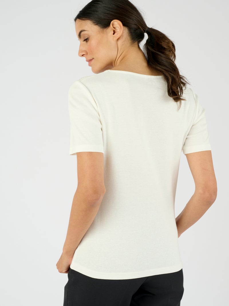 T-shirt détail bijoux - Damart Blanc cassé - Kiabi