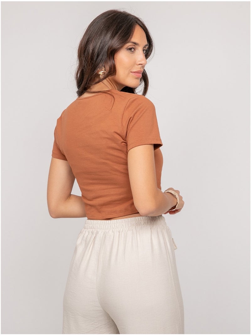T-shirt détail bijoux FUXIANO Marron - Kiabi