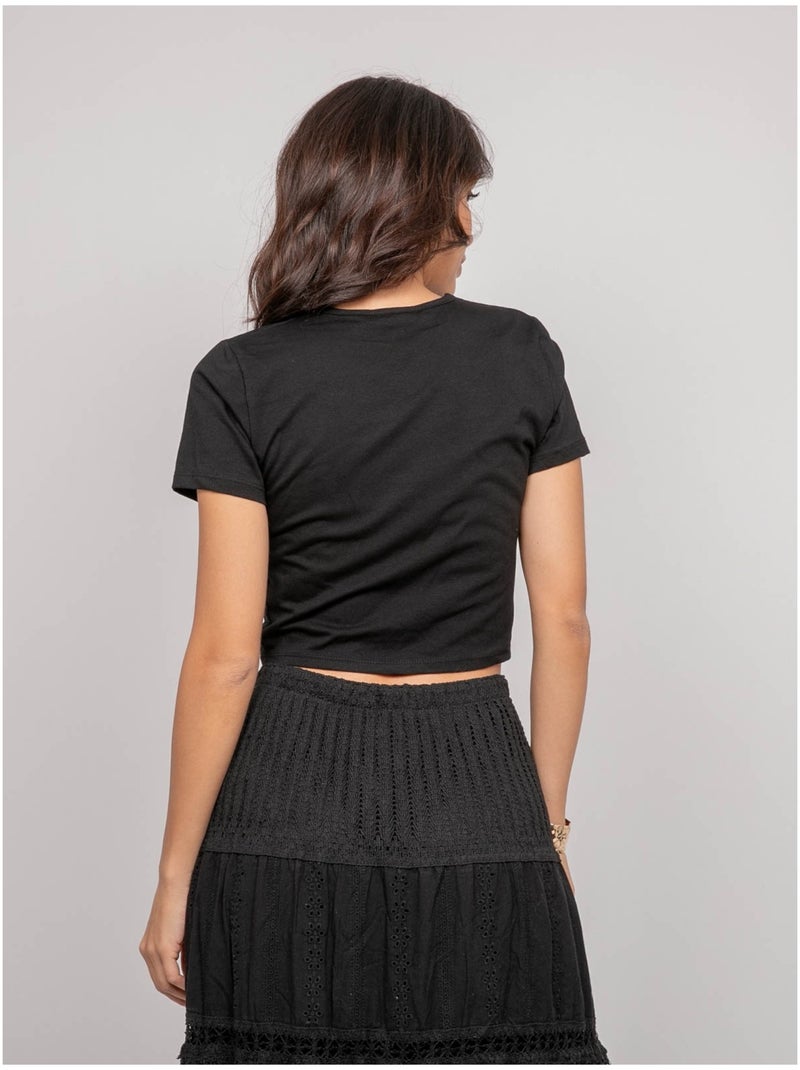T-shirt détail bijoux FUXIANO Noir - Kiabi