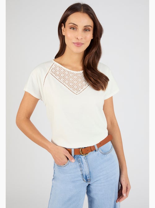 T-shirt détail macramé - Damart - Kiabi