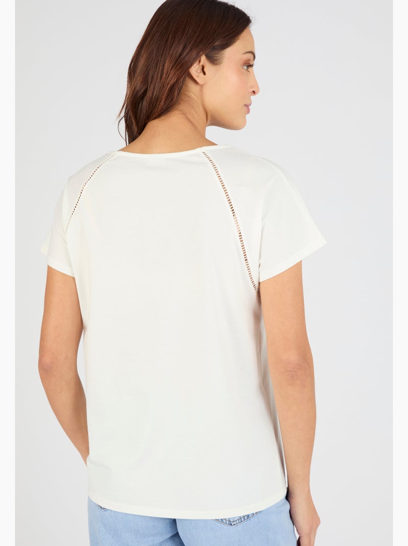 T-shirt détail macramé - Damart Blanc - Kiabi