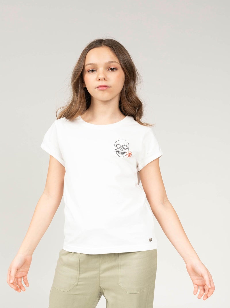 T-shirt détail tête de mort 'Deeluxe' Blanc - Kiabi