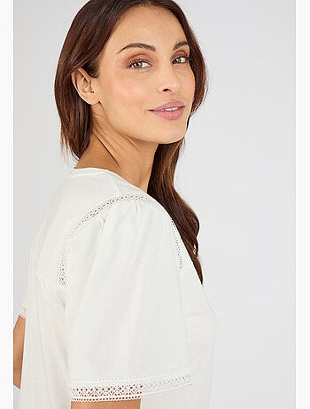 T-shirt détails dentelle - Damart