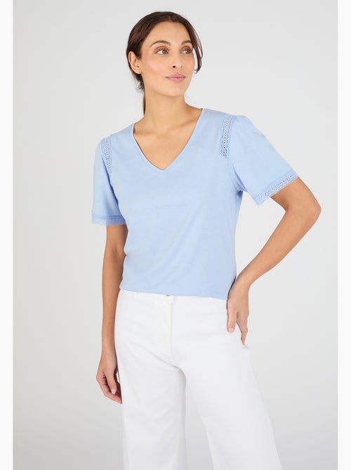 T-shirt détails dentelle - Damart - Kiabi