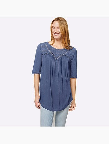 T-shirt Détails En Dentelle Tendance - Taille Standard - helline