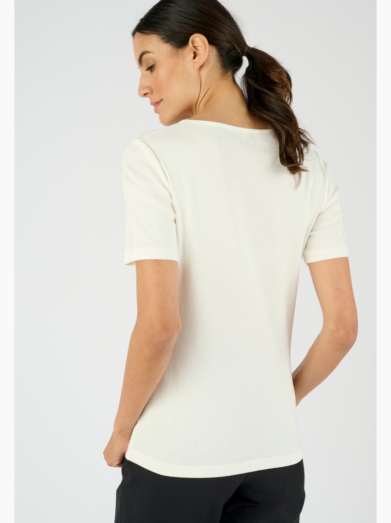 T-shirt détails fantaisie - Damart Blanc cassé - Kiabi