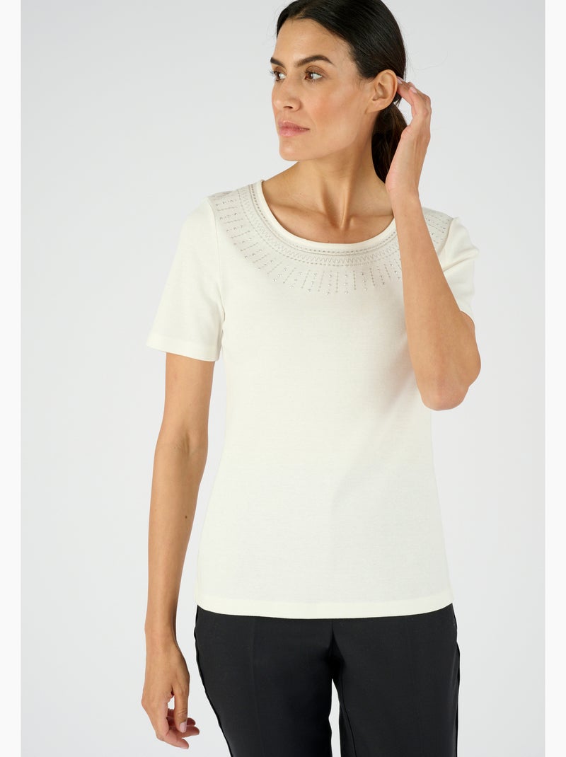 T-shirt détails fantaisie - Damart Blanc cassé - Kiabi