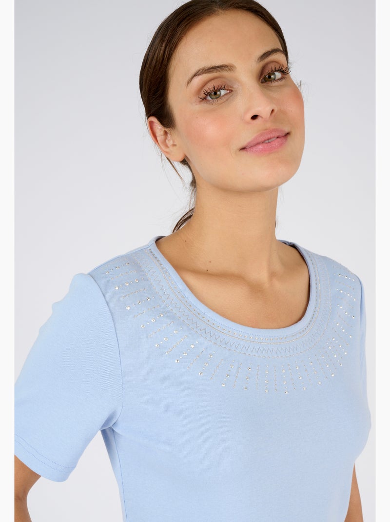 T-shirt détails fantaisie - Damart Bleu clair - Kiabi