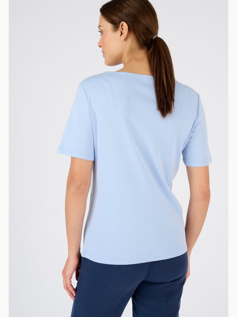 T-shirt détails fantaisie - Damart Bleu clair - Kiabi