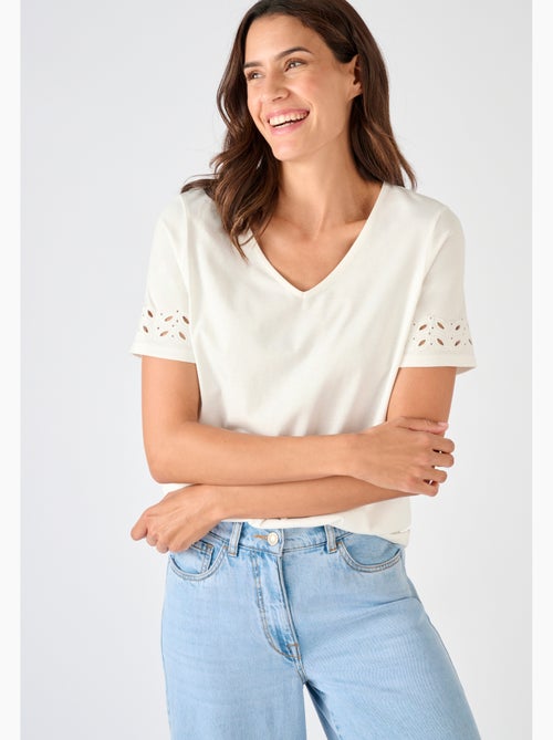 T-shirt détails fantaisie pur coton - Damart - Kiabi