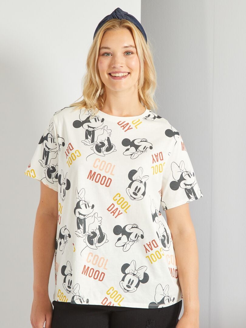 T-shirt 'Disney' à col rond Blanc/noir - Kiabi