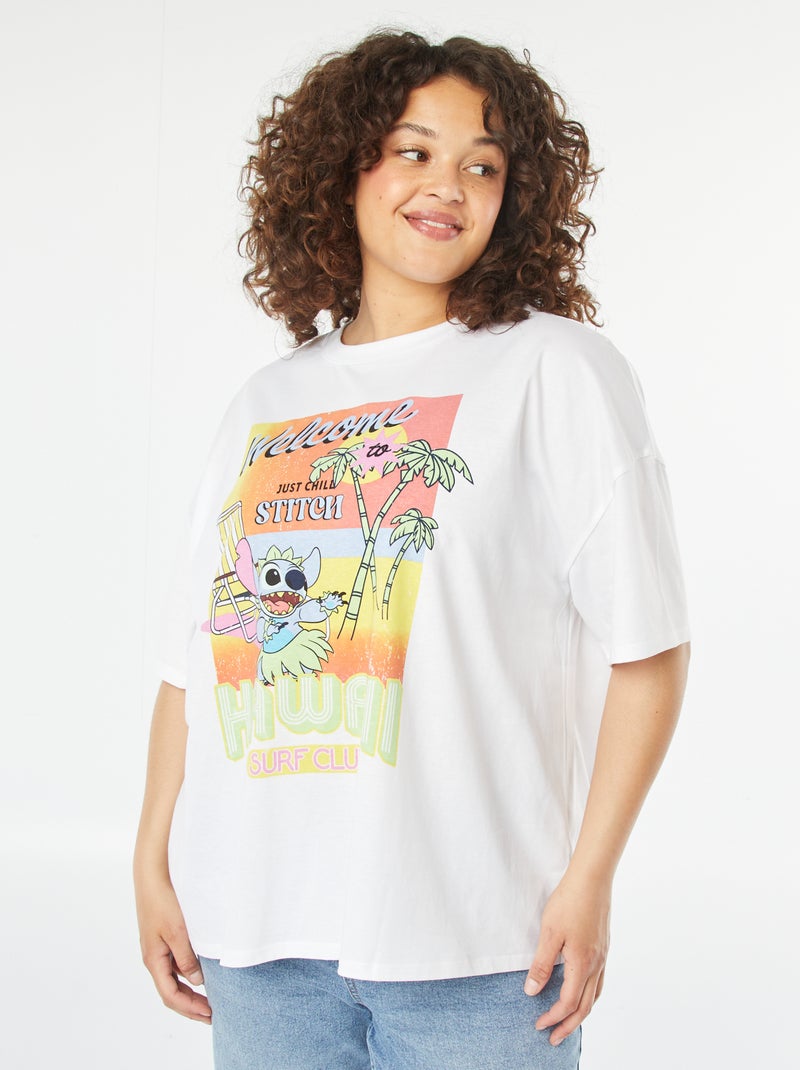 T-shirt 'Disney' à manches courtes et col rond BLANC - Kiabi