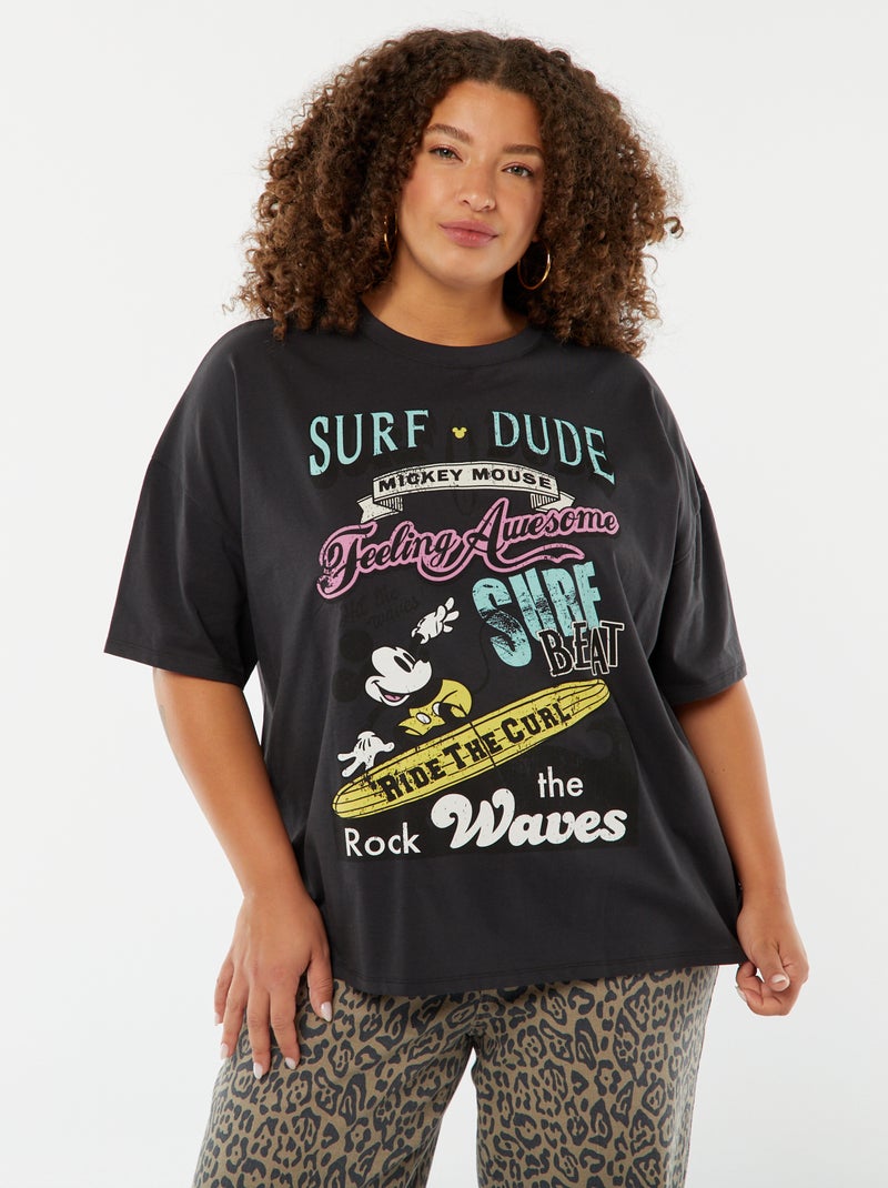T-shirt 'Disney' à manches courtes et col rond NOIR - Kiabi