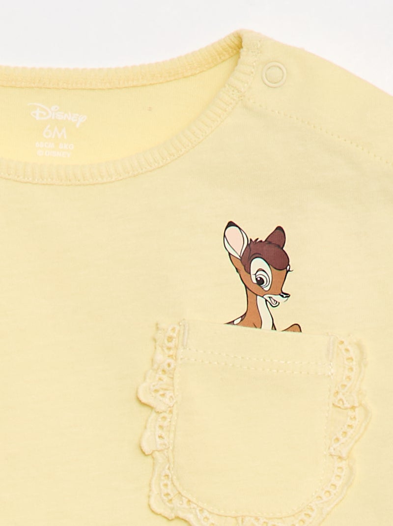 T-shirt 'Disney' à manches courtes et poche volantée Jaune - Kiabi