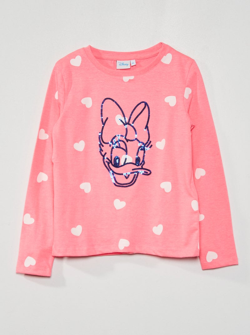 T-shirt 'Disney' à manches longues Rose - Kiabi