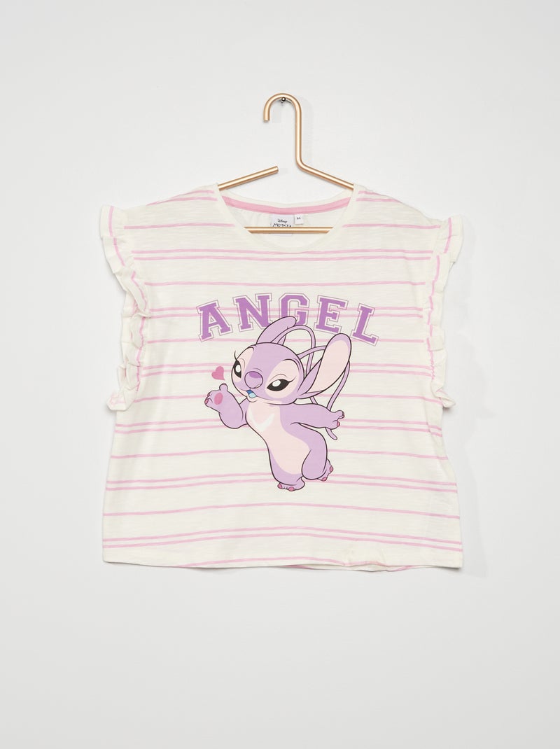 T-shirt 'Disney' ample à volants violet - Kiabi