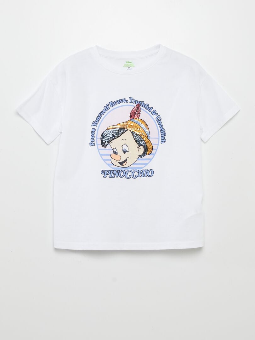 T-shirt 'Disney' avec sequins Blanc - Kiabi