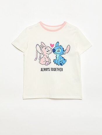 T-shirt 'Disney' 'Stitch & Angel' en coton uni
